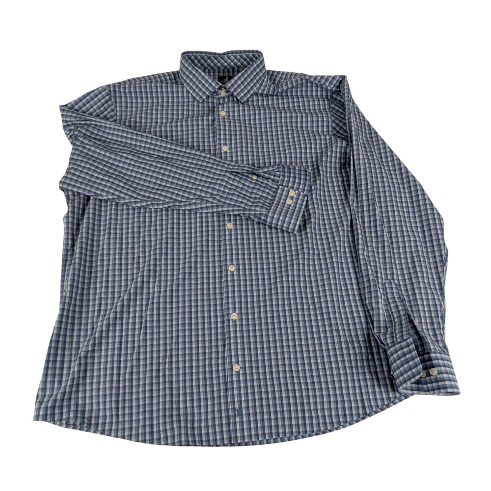 Johnnie-O PREP-FORMANCE Leonard Gingham‎ Shirt Laguna Blue XXL JMWL6200 Mens